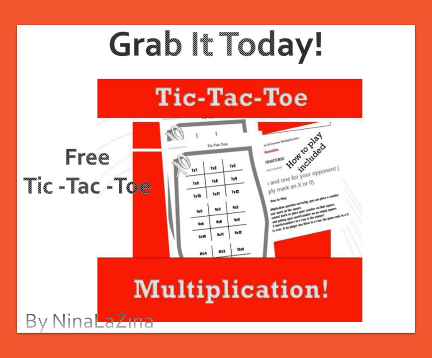 Free Tic Tac Toe Multiplication Poster For Kids NinaLaZina